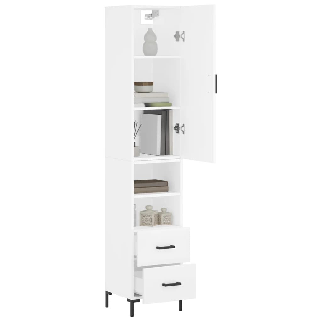 Highboard White 34.5x34x180 cm Engineered Wood