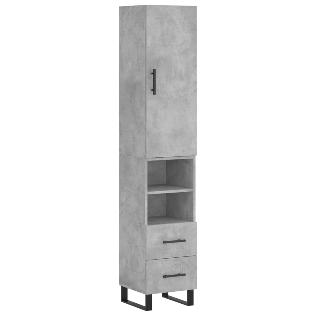 Highboard Concrete Grey 34.5x34x180 cm Engineered Wood