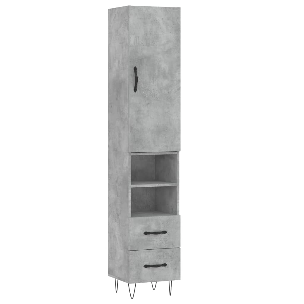 Highboard Concrete Grey 34.5x34x180 cm Engineered Wood
