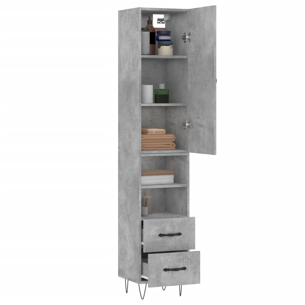 Highboard Concrete Grey 34.5x34x180 cm Engineered Wood