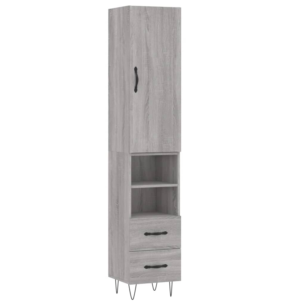 Highboard Grey Sonoma 34.5x34x180 cm Engineered Wood