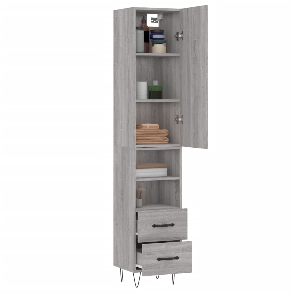 Highboard Grey Sonoma 34.5x34x180 cm Engineered Wood