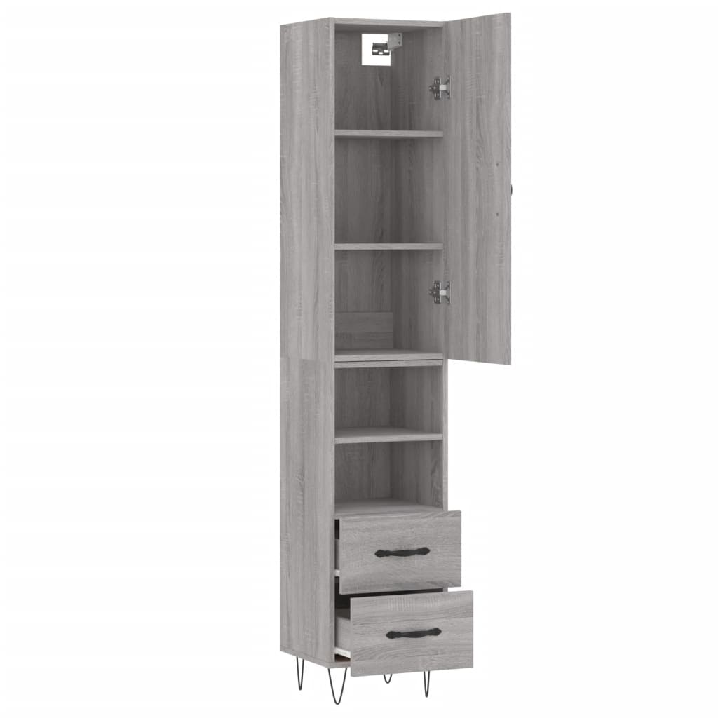 Highboard Grey Sonoma 34.5x34x180 cm Engineered Wood
