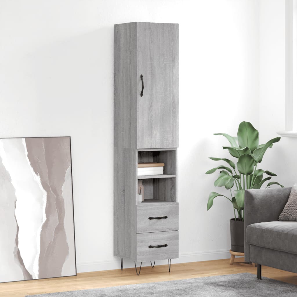 Highboard Grey Sonoma 34.5x34x180 cm Engineered Wood