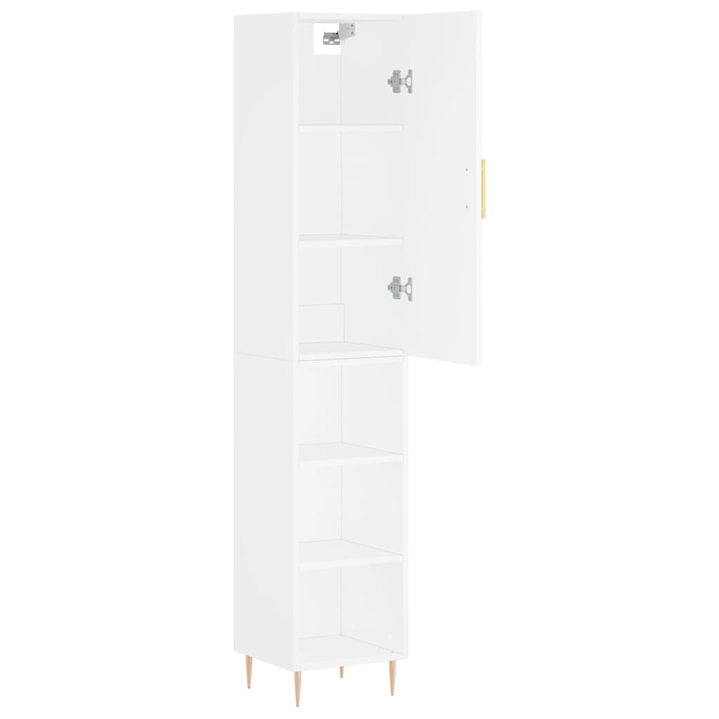 Highboard White 34.5x34x180 cm Engineered Wood