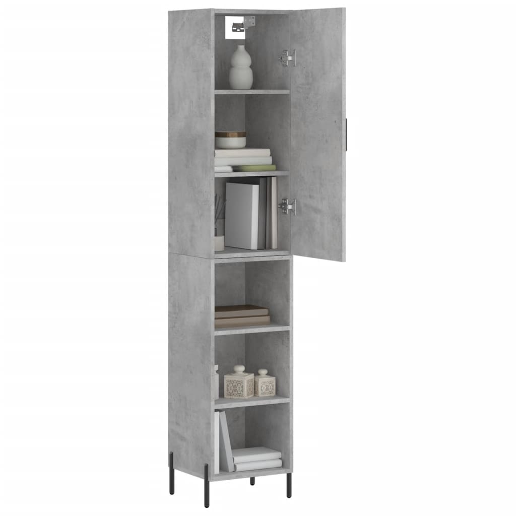 Highboard Concrete Grey 34.5x34x180 cm Engineered Wood