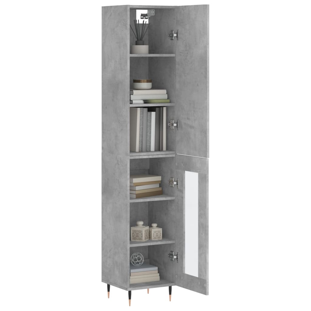 Highboard Concrete Grey 34.5x34x180 cm Engineered Wood
