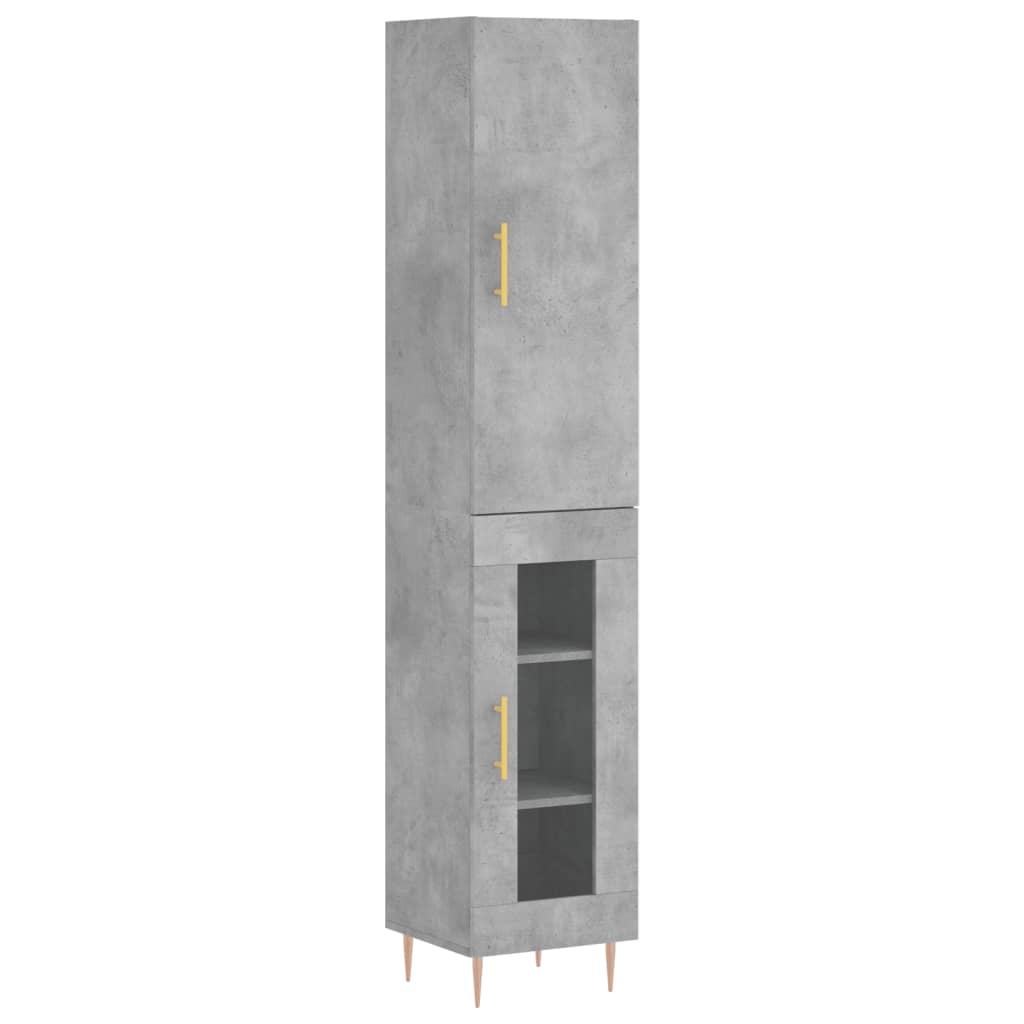 Highboard Concrete Grey 34.5x34x180 cm Engineered Wood