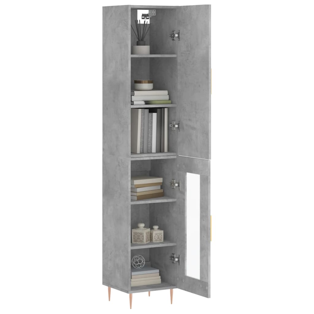 Highboard Concrete Grey 34.5x34x180 cm Engineered Wood