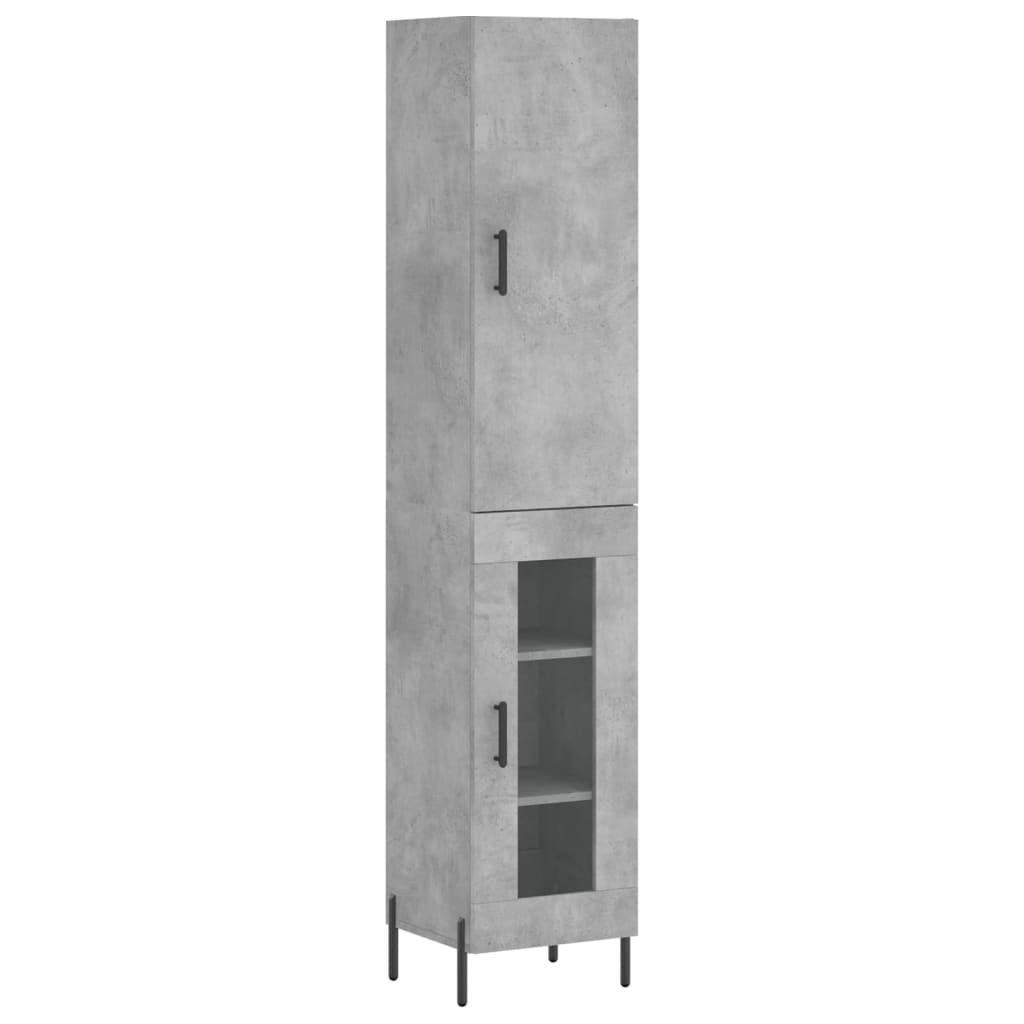 Highboard Concrete Grey 34.5x34x180 cm Engineered Wood
