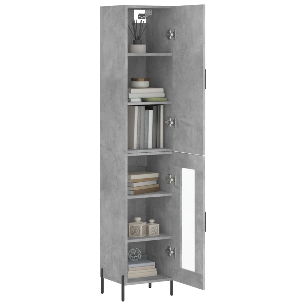 Highboard Concrete Grey 34.5x34x180 cm Engineered Wood
