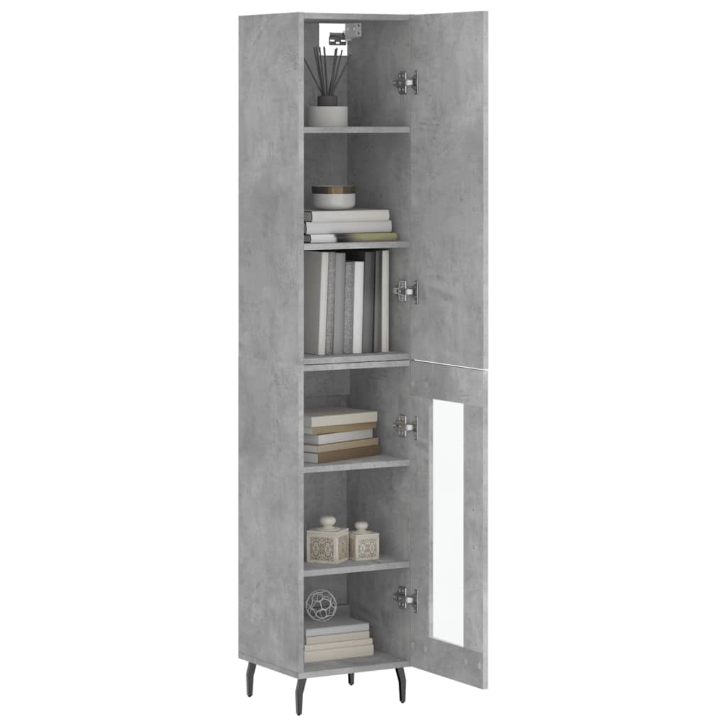 Highboard Concrete Grey 34.5x34x180 cm Engineered Wood