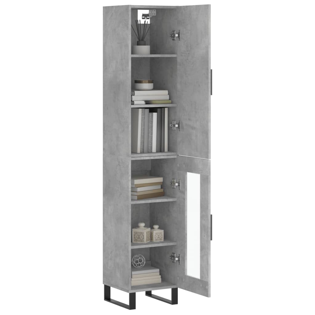 Highboard Concrete Grey 34.5x34x180 cm Engineered Wood