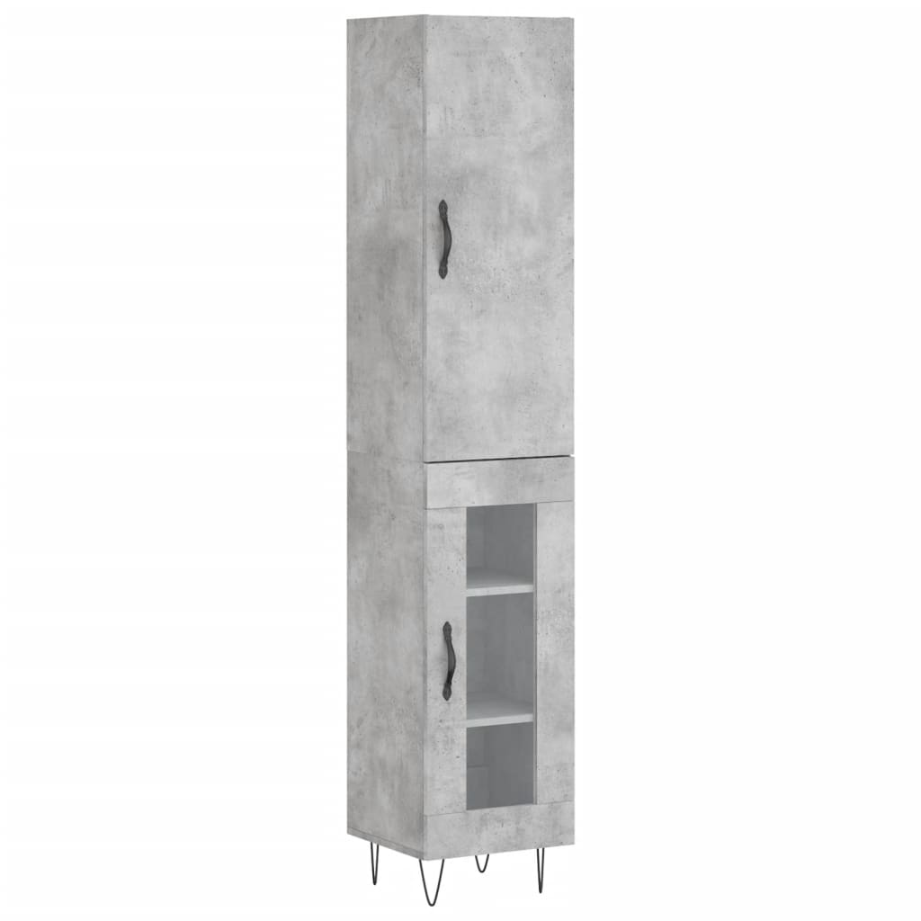 Highboard Concrete Grey 34.5x34x180 cm Engineered Wood