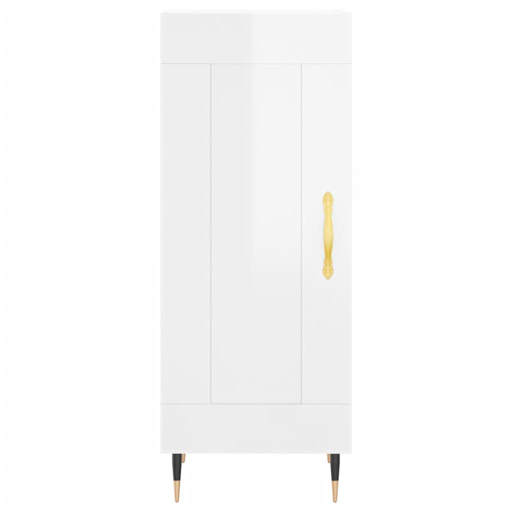 Highboard High Gloss White 34.5x34x180 cm Engineered Wood
