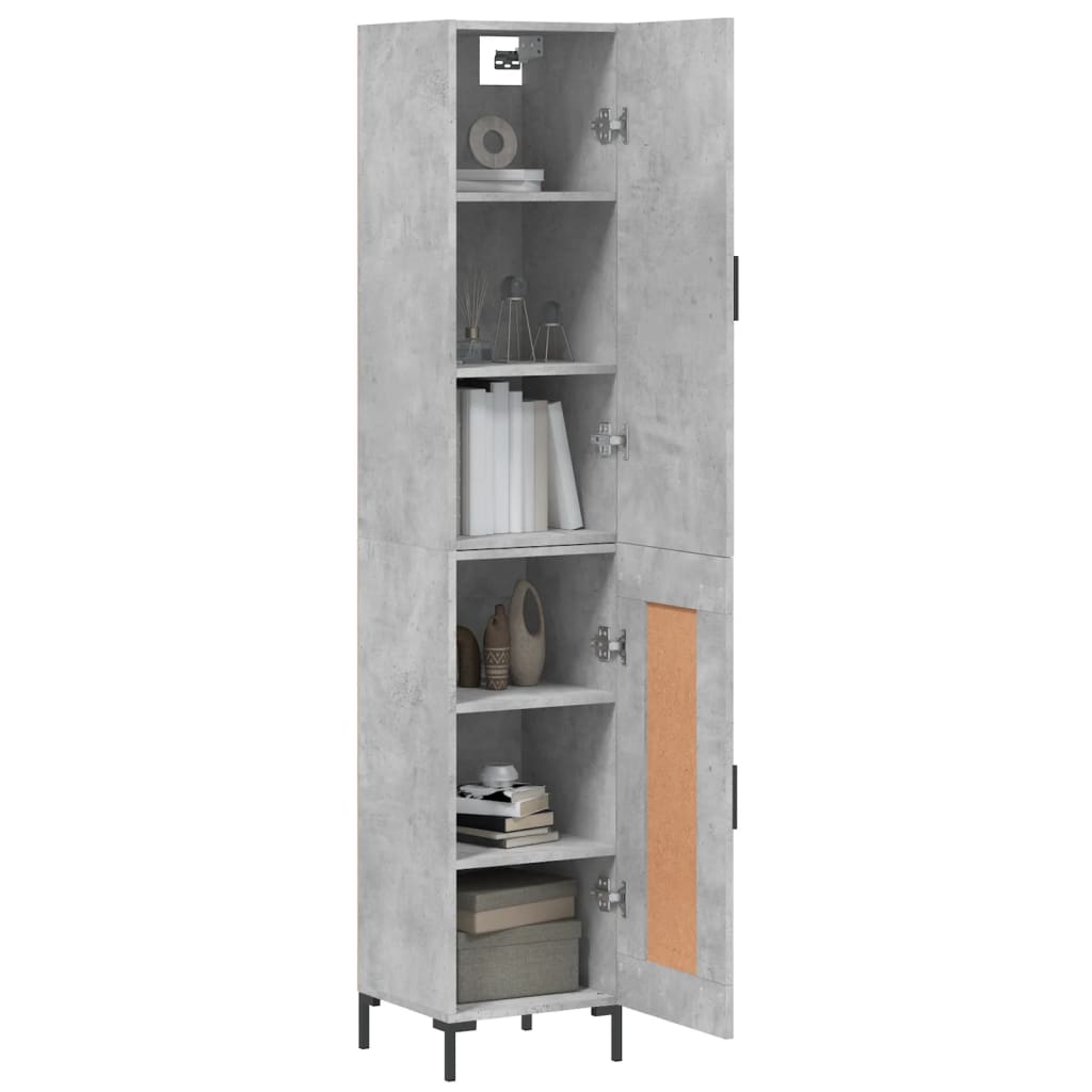Highboard Concrete Grey 34.5x34x180 cm Engineered Wood