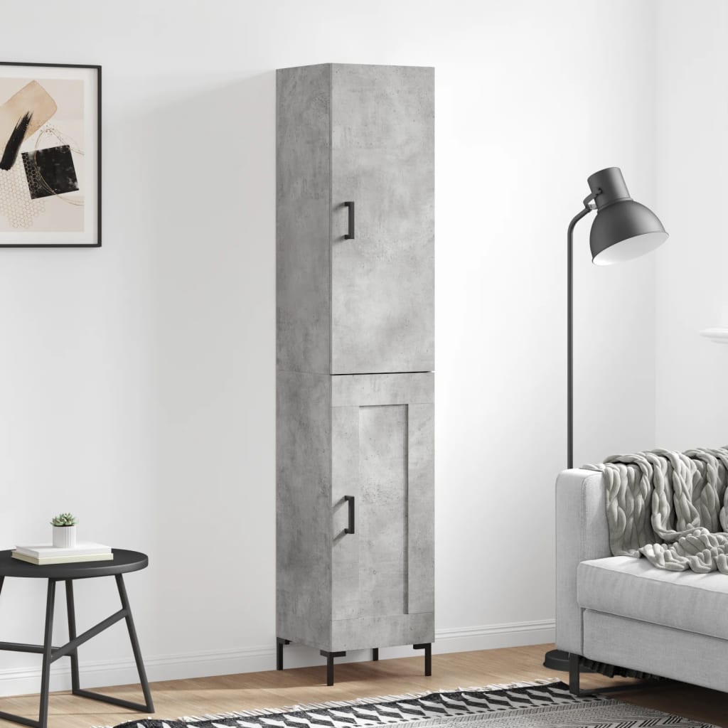 Highboard Concrete Grey 34.5x34x180 cm Engineered Wood