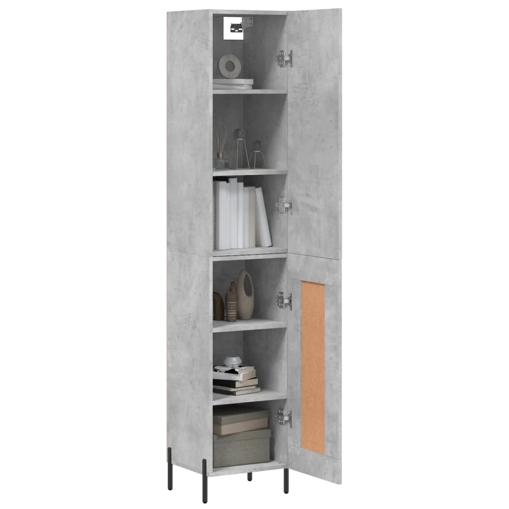 Highboard Concrete Grey 34.5x34x180 cm Engineered Wood
