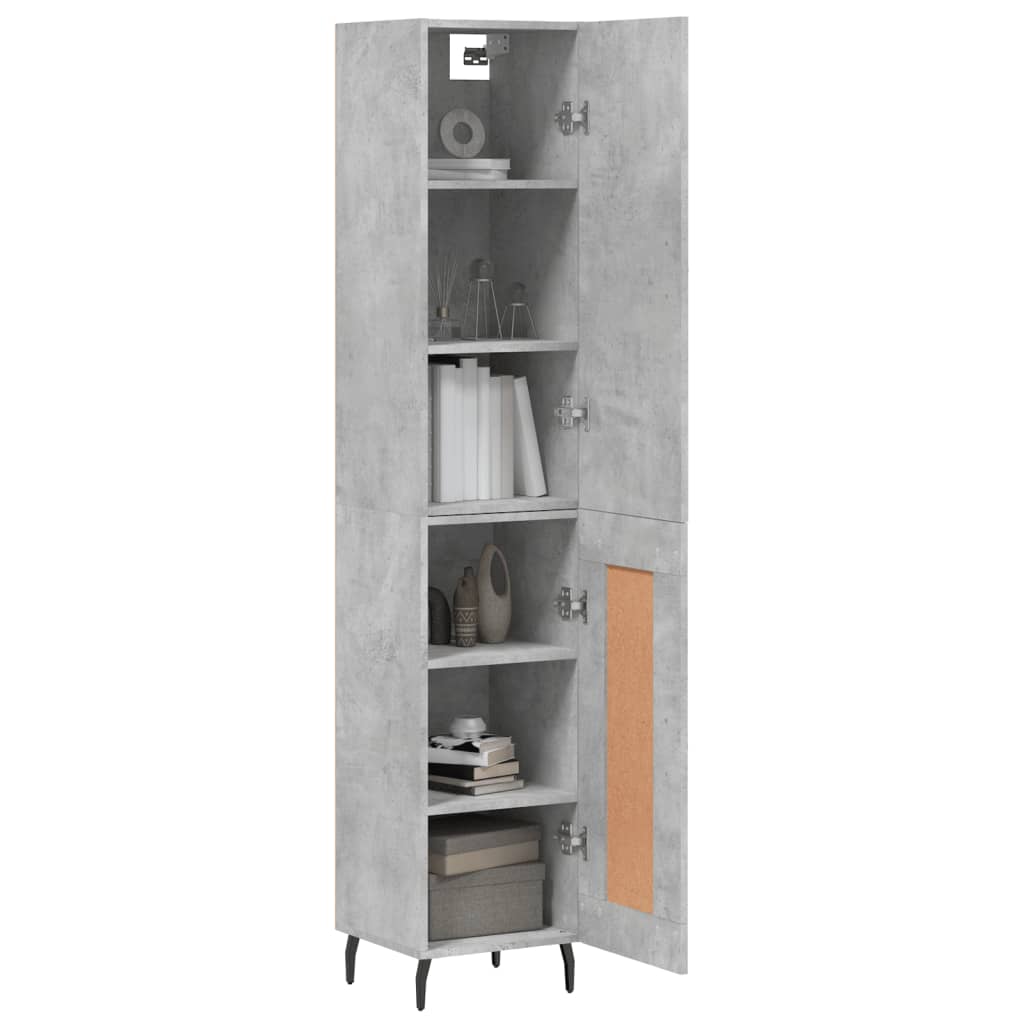 Highboard Concrete Grey 34.5x34x180 cm Engineered Wood