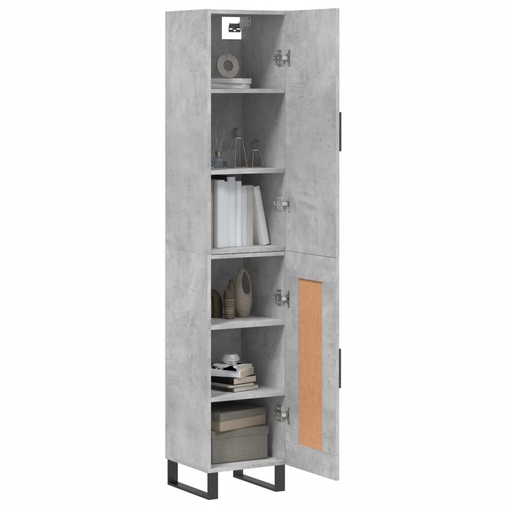 Highboard Concrete Grey 34.5x34x180 cm Engineered Wood
