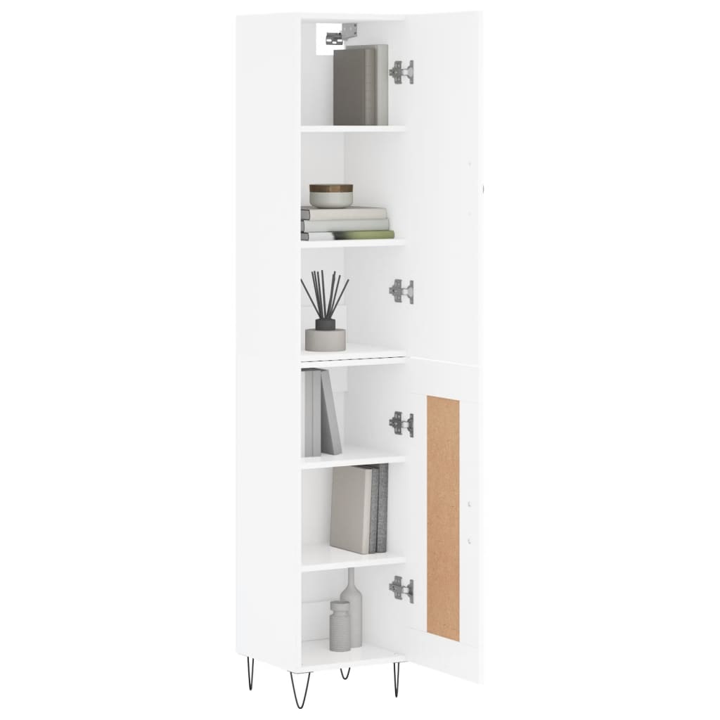 Highboard White 34.5x34x180 cm Engineered Wood