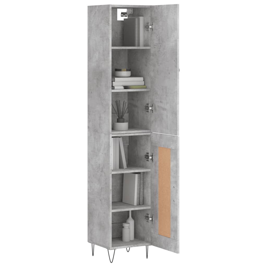 Highboard Concrete Grey 34.5x34x180 cm Engineered Wood