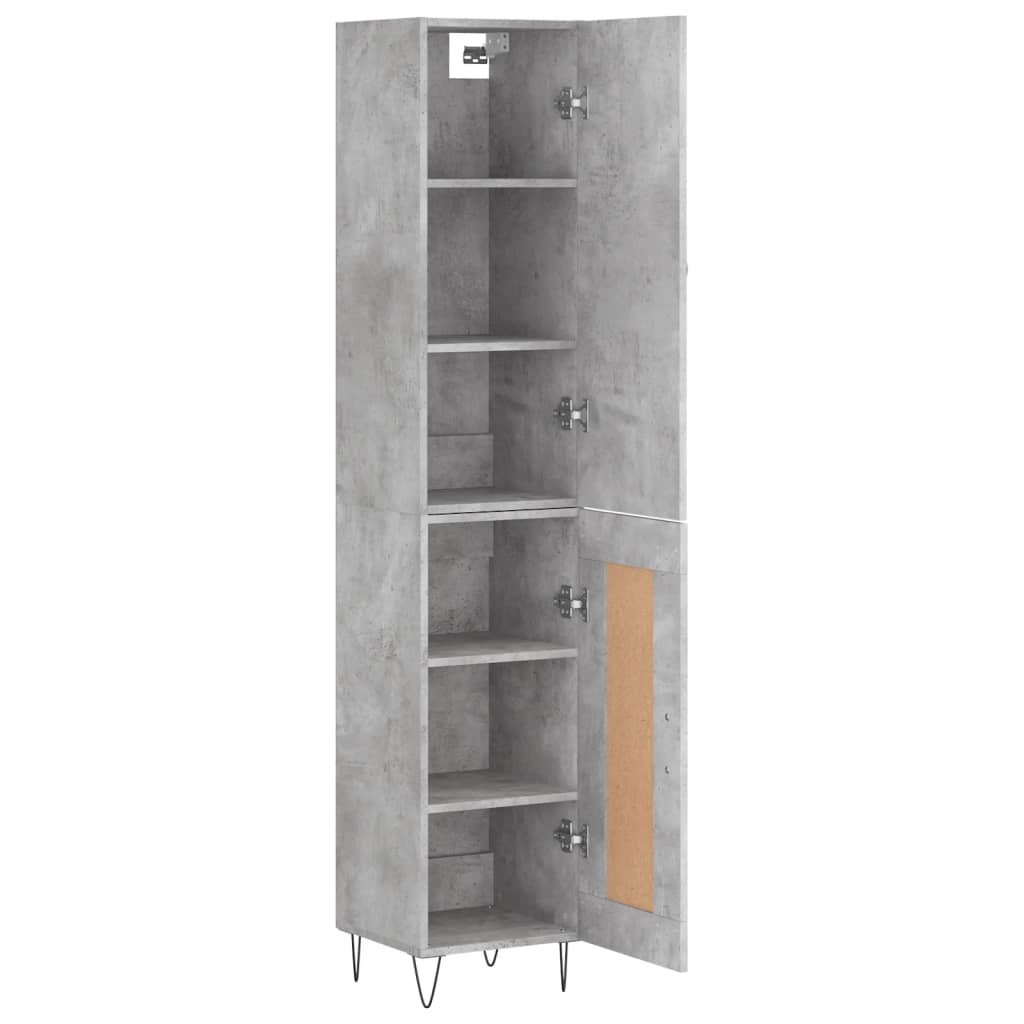 Highboard Concrete Grey 34.5x34x180 cm Engineered Wood
