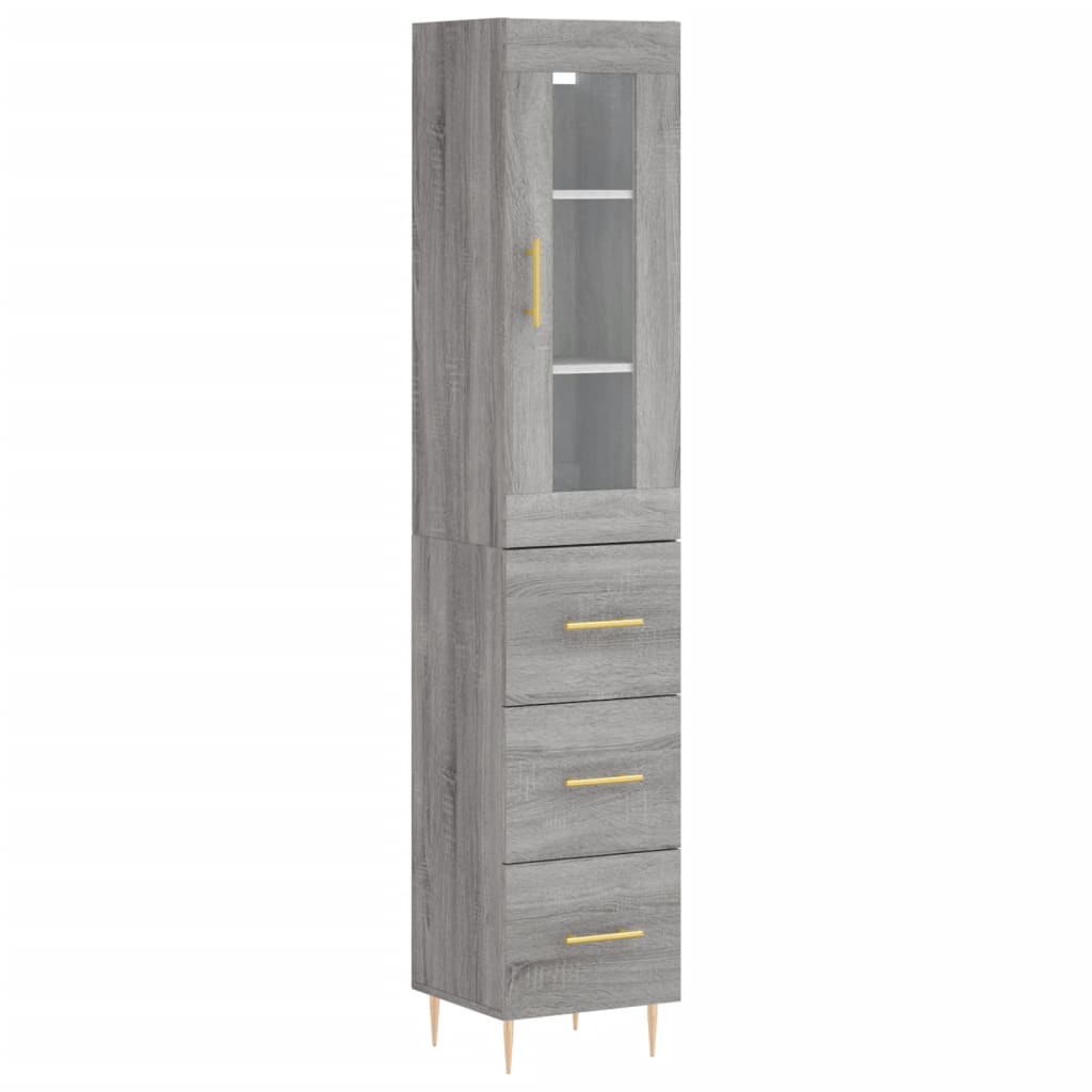 Highboard Grey Sonoma 34.5x34x180 cm Engineered Wood