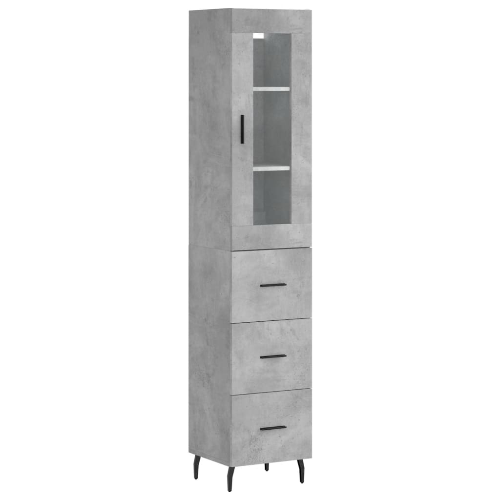Highboard Concrete Grey 34.5x34x180 cm Engineered Wood