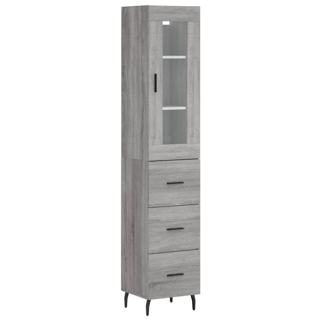Highboard Grey Sonoma 34.5x34x180 cm Engineered Wood