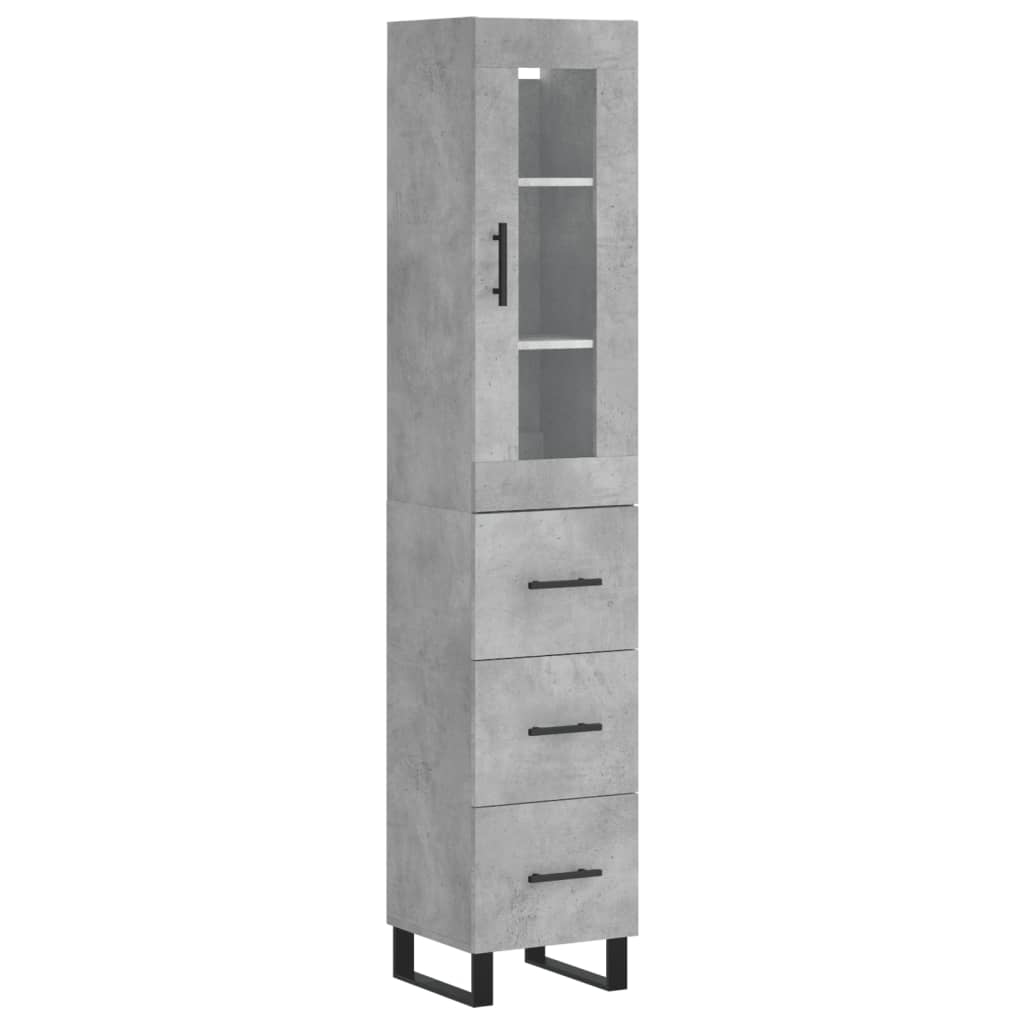 Highboard Concrete Grey 34.5x34x180 cm Engineered Wood