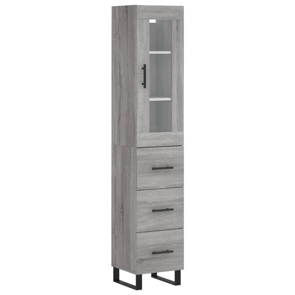 Highboard Grey Sonoma 34.5x34x180 cm Engineered Wood