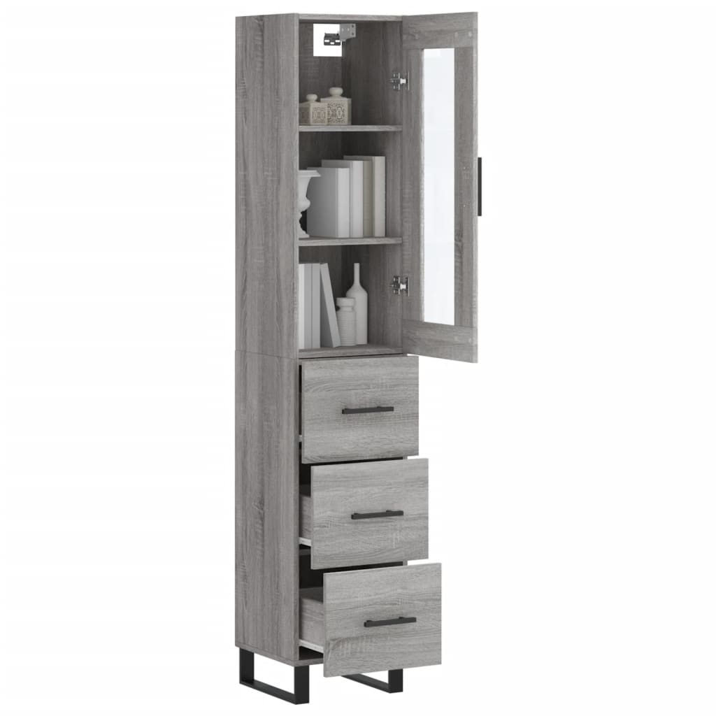 Highboard Grey Sonoma 34.5x34x180 cm Engineered Wood