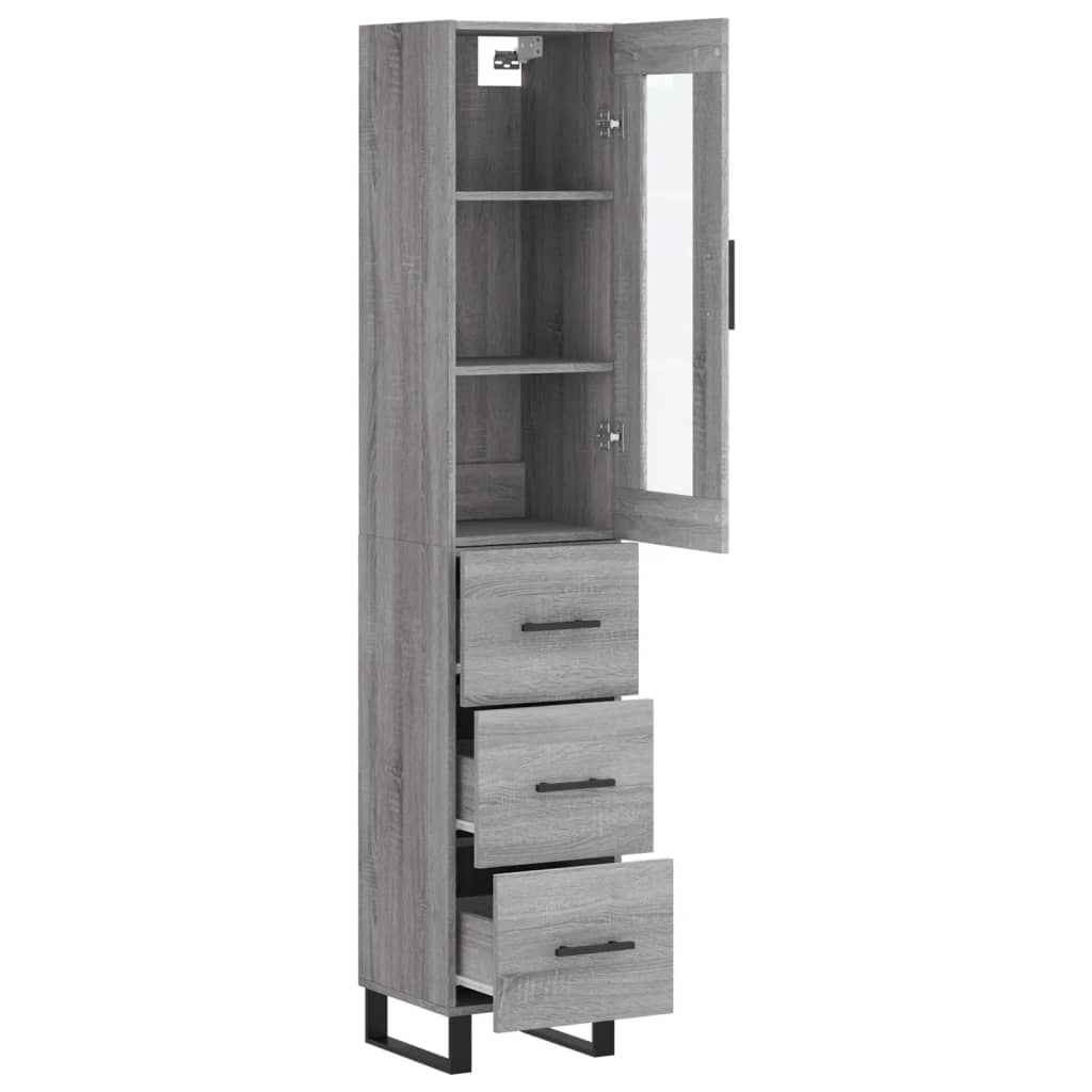 Highboard Grey Sonoma 34.5x34x180 cm Engineered Wood