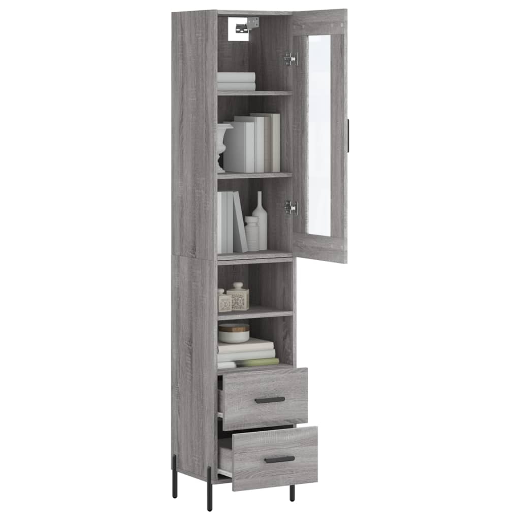Highboard Grey Sonoma 34.5x34x180 cm Engineered Wood