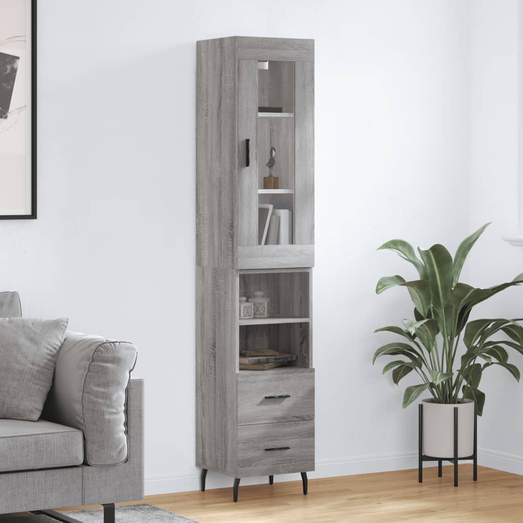 Highboard Grey Sonoma 34.5x34x180 cm Engineered Wood