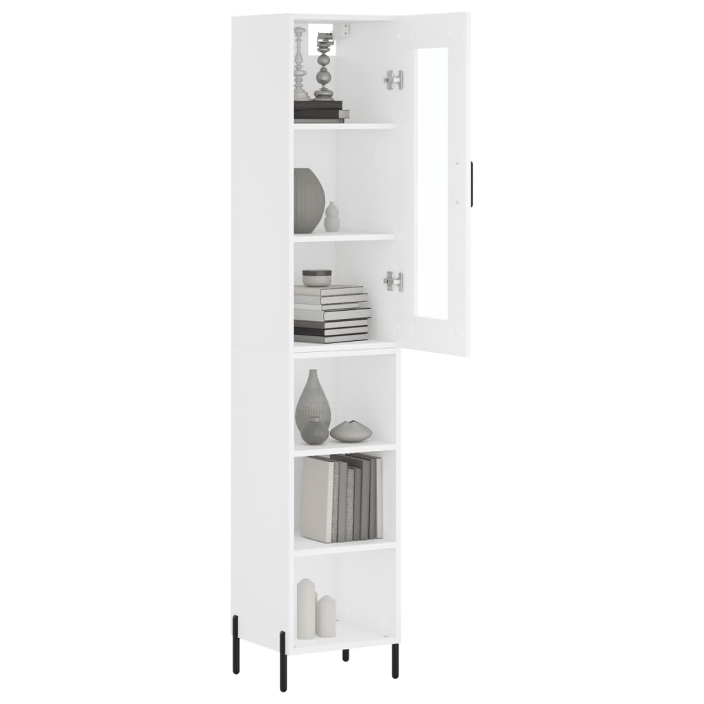 Highboard White 34.5x34x180 cm Engineered Wood