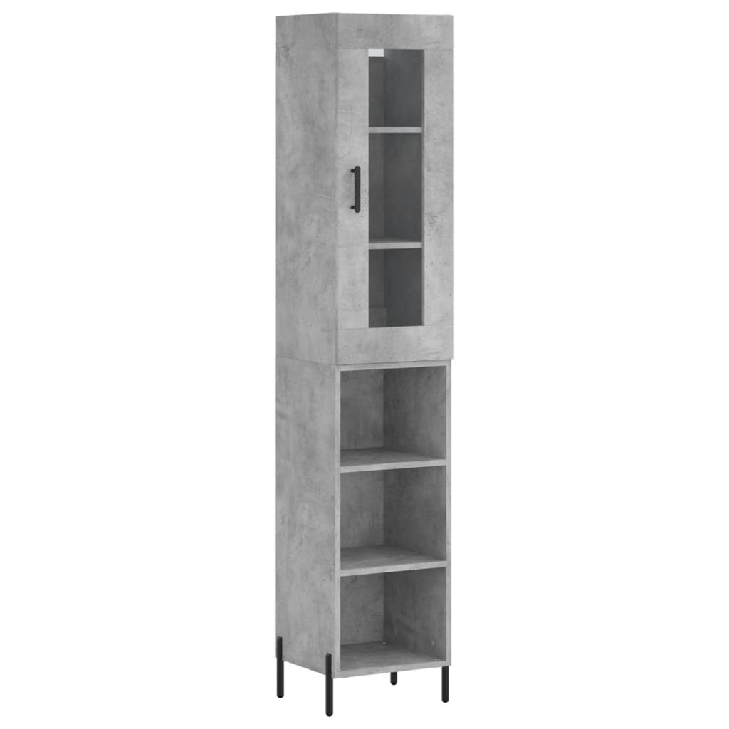 Highboard Concrete Grey 34.5x34x180 cm Engineered Wood