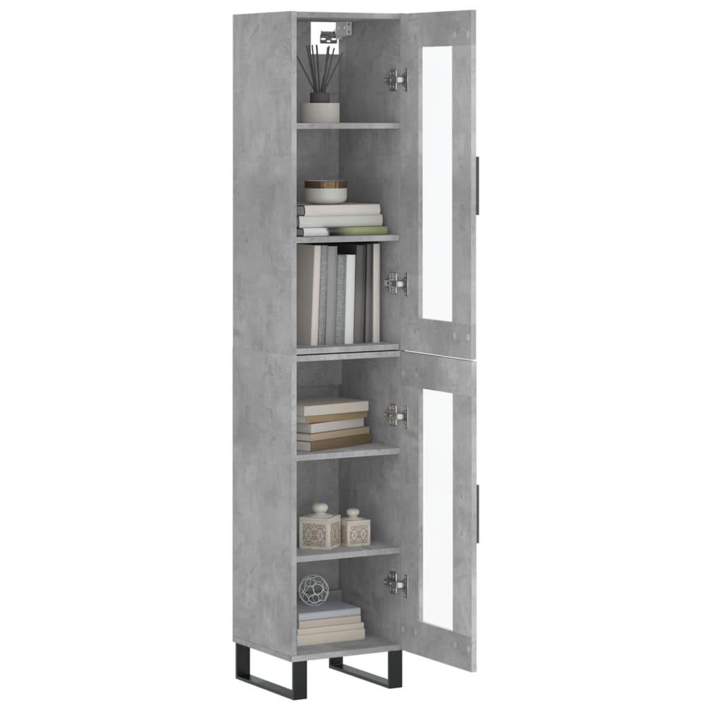 Highboard Concrete Grey 34.5x34x180 cm Engineered Wood