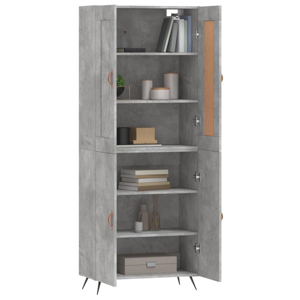 Highboard Concrete Grey 69.5x34x180 cm Engineered Wood