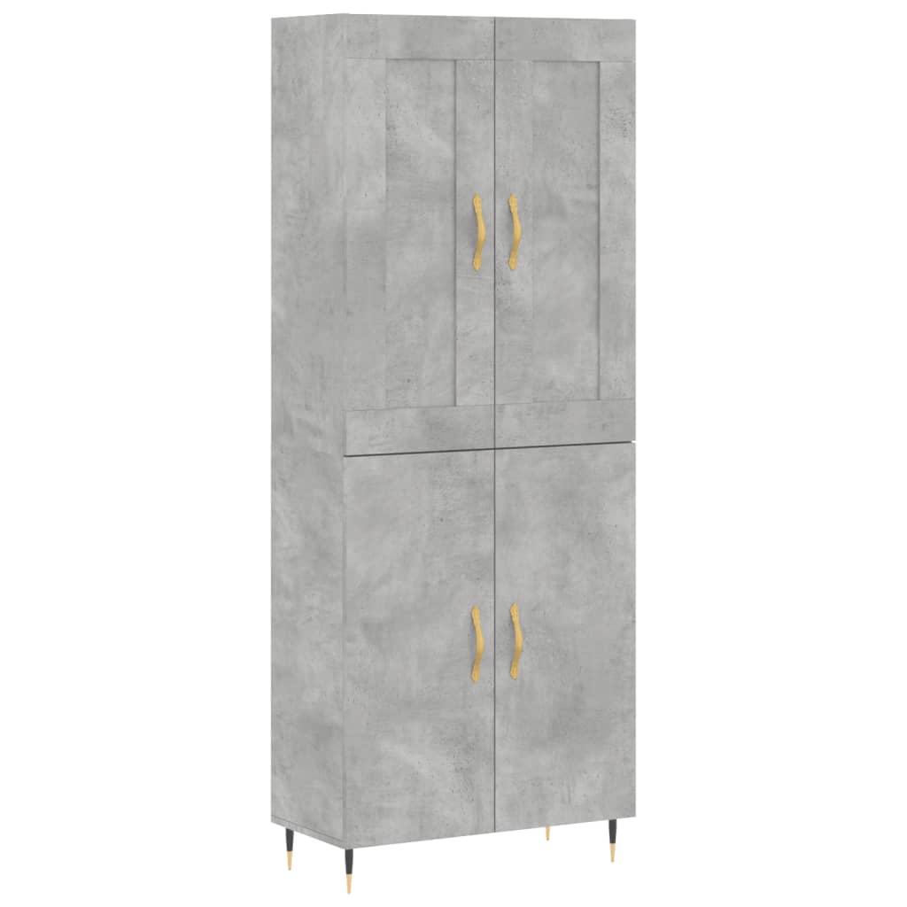 Highboard Concrete Grey 69.5x34x180 cm Engineered Wood