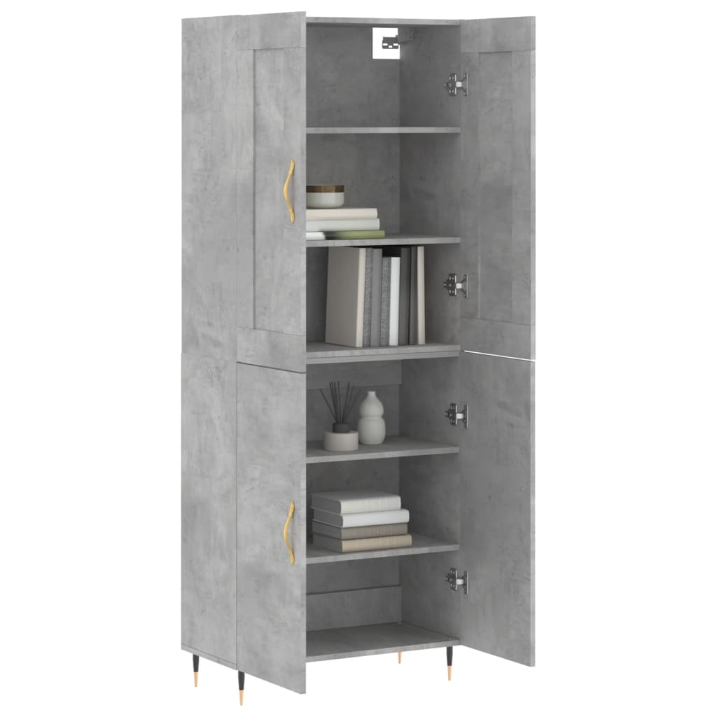 Highboard Concrete Grey 69.5x34x180 cm Engineered Wood