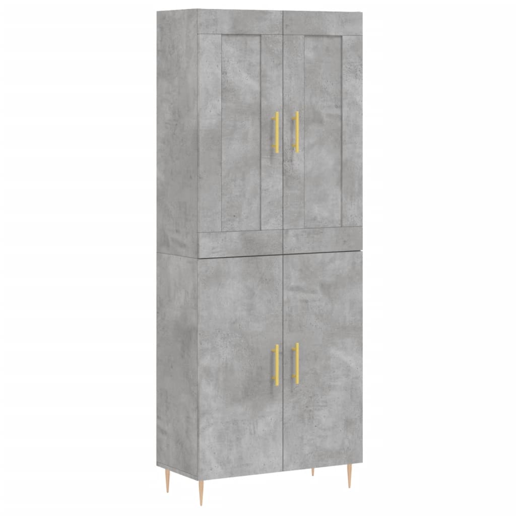 Highboard Concrete Grey 69.5x34x180 cm Engineered Wood