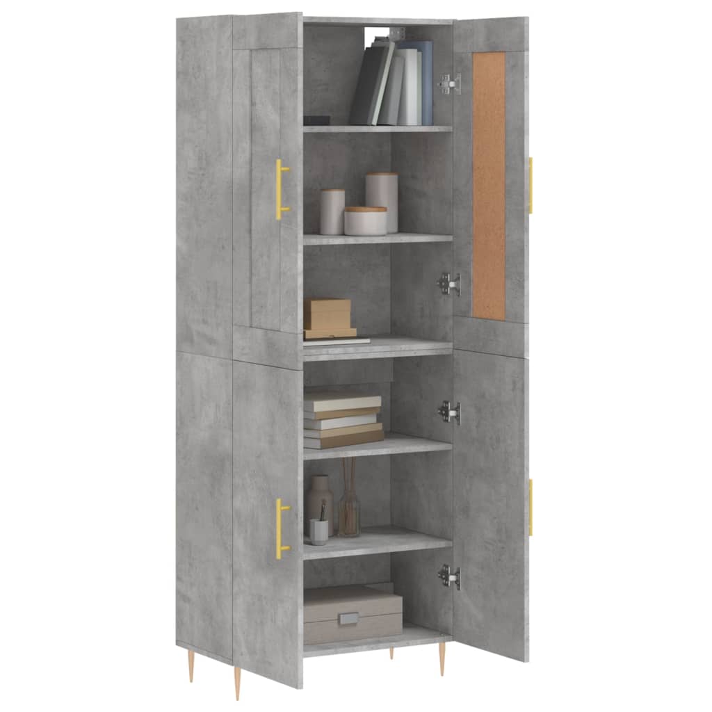 Highboard Concrete Grey 69.5x34x180 cm Engineered Wood