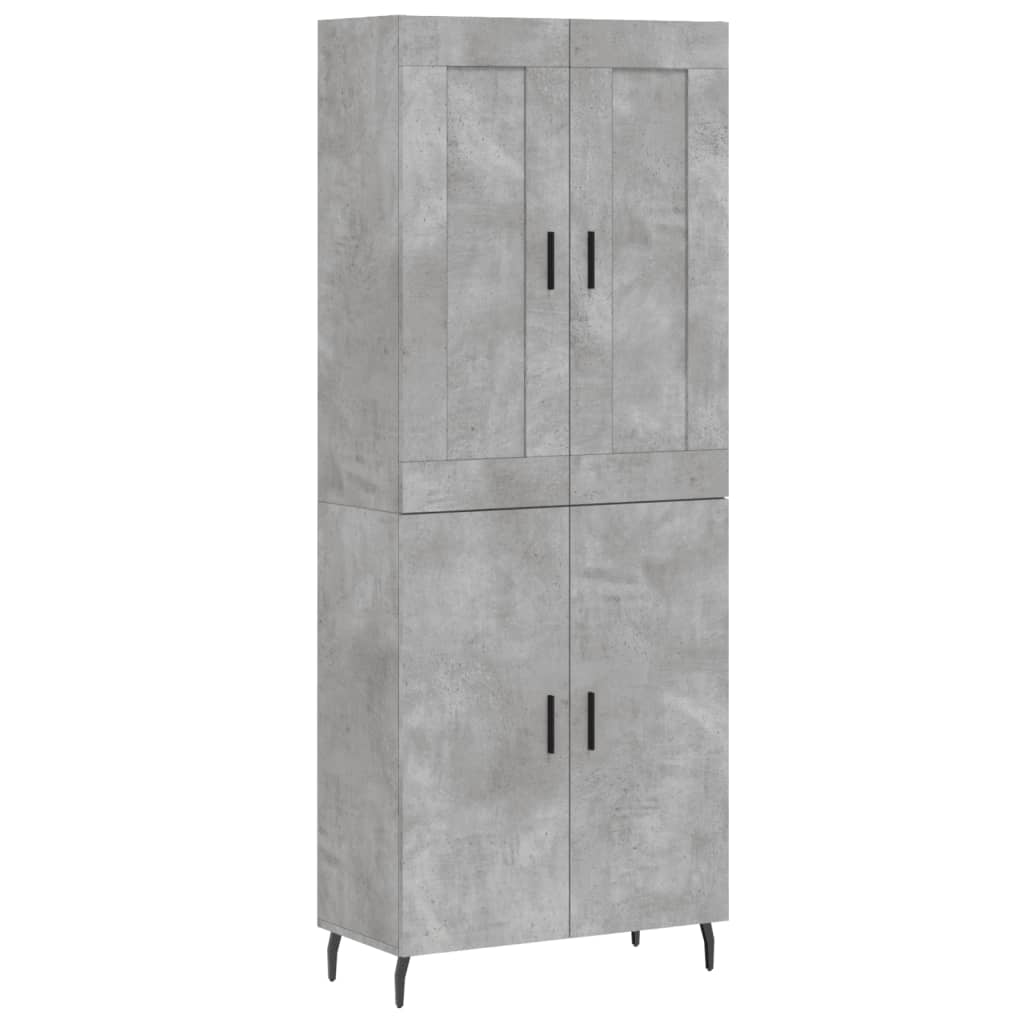 Highboard Concrete Grey 69.5x34x180 cm Engineered Wood