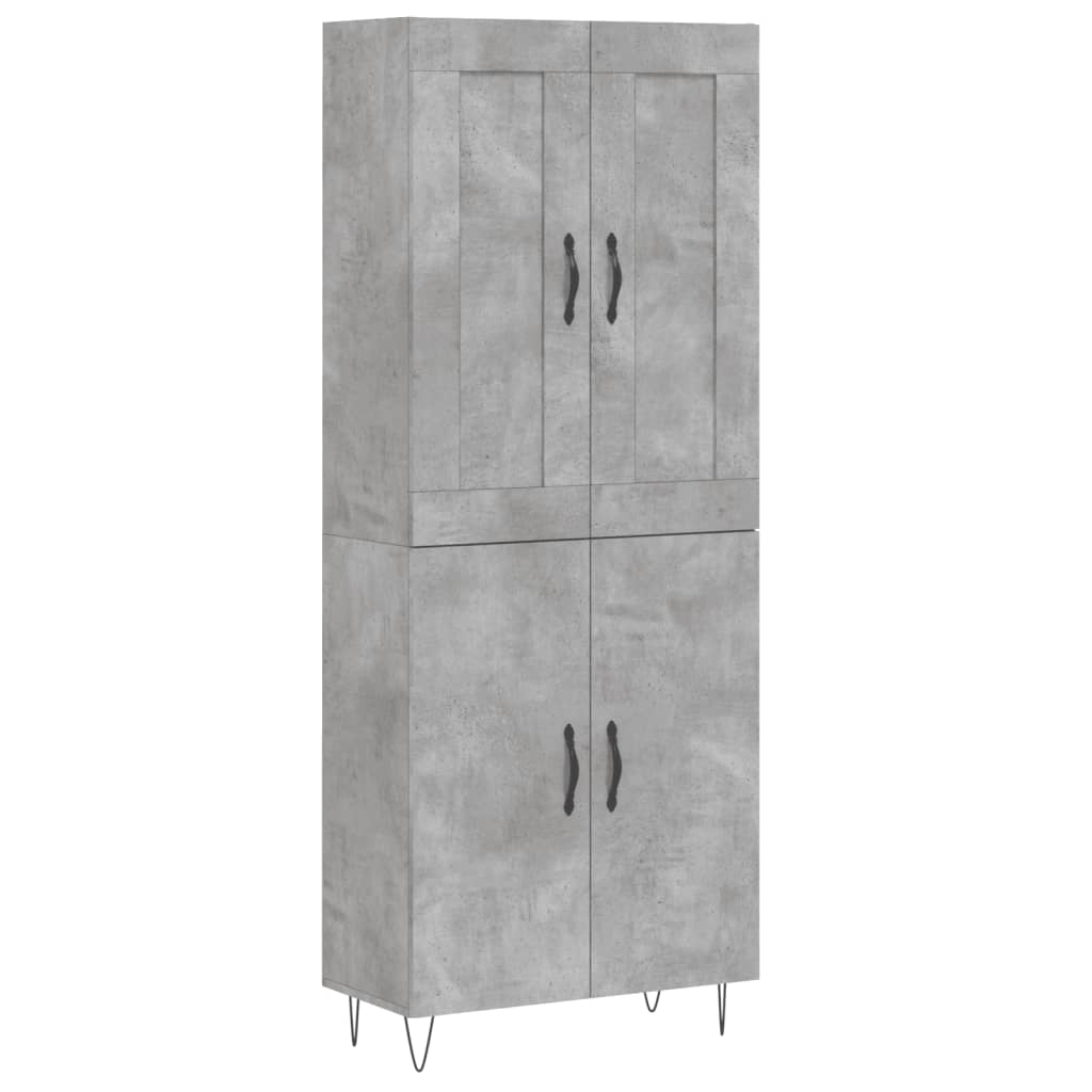 Highboard Concrete Grey 69.5x34x180 cm Engineered Wood