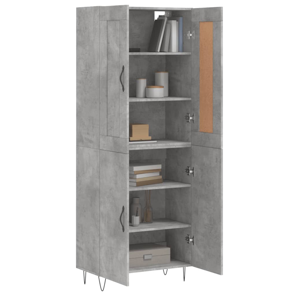 Highboard Concrete Grey 69.5x34x180 cm Engineered Wood