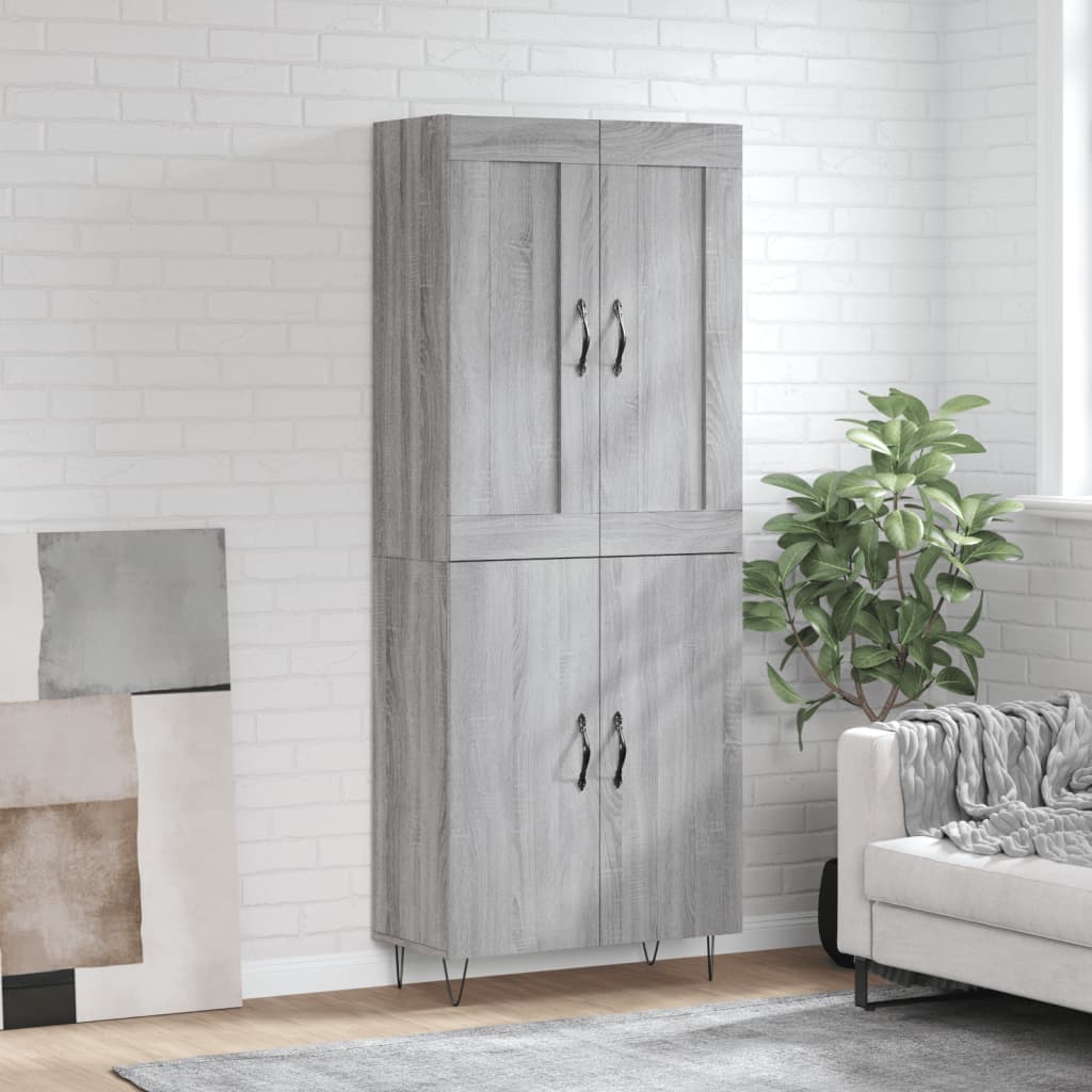 Highboard Grey Sonoma 69.5x34x180 cm Engineered Wood