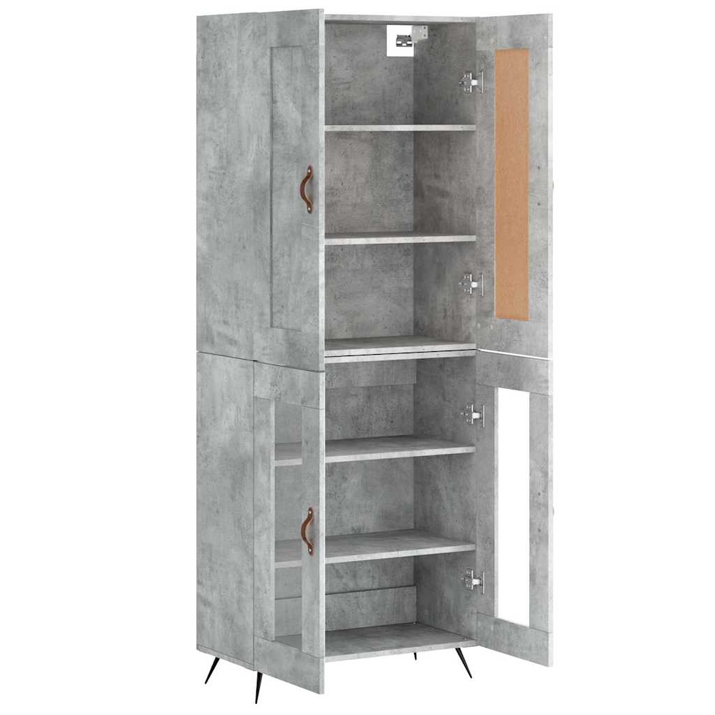 Highboard Concrete Grey 69.5x34x180 cm Engineered Wood