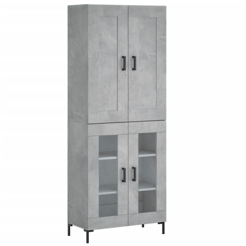 Highboard Concrete Grey 69.5x34x180 cm Engineered Wood